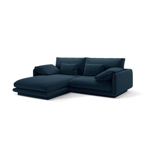 Canapé D'angle Gauche 3 Places En Tissu Structurel Bleu Marine