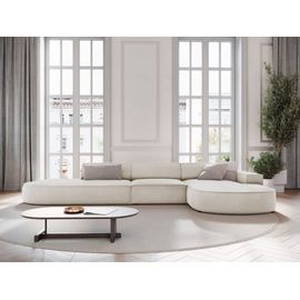 Canapé D'angle Droit 4 Places En Velours Beige Foncé