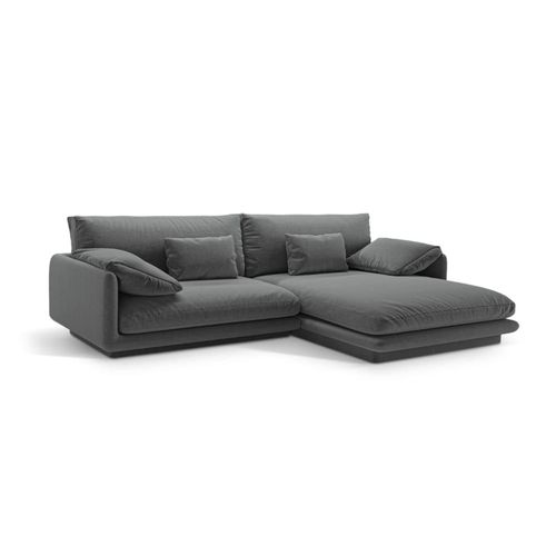 Canapé D'angle Droit 4 Places En Tissu Structurel Gris Foncé