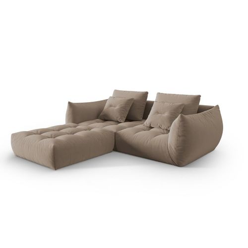Canapé Modulaire 3 Places En Velours Marron Clair