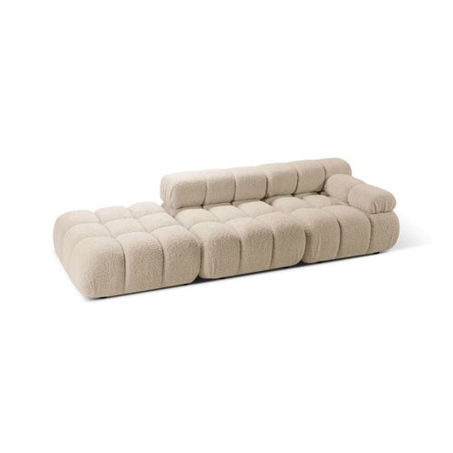 Canapé Modulable Droit 4 Places En Bouclé Beige Clair