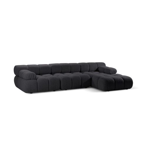 Canapé D'angle Droit Modulaire 4 Places En Bouclé Graphite