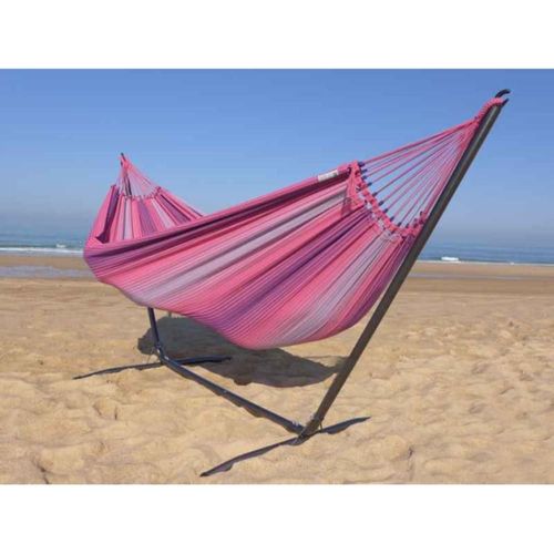 Hamac Xl En Coton Rose Et Support En Mmétal