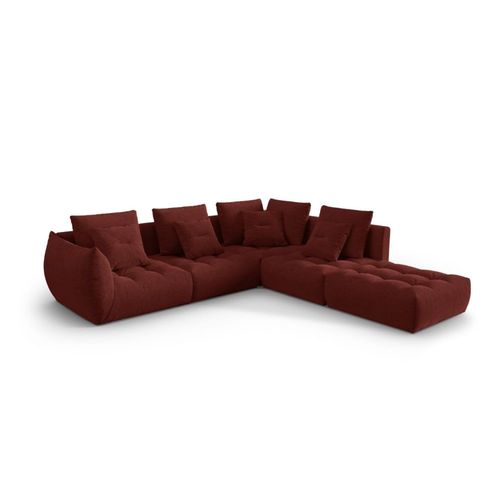 Canapé D'angle Droit Modulaire 4 Places En Tissu Structurel Rouge