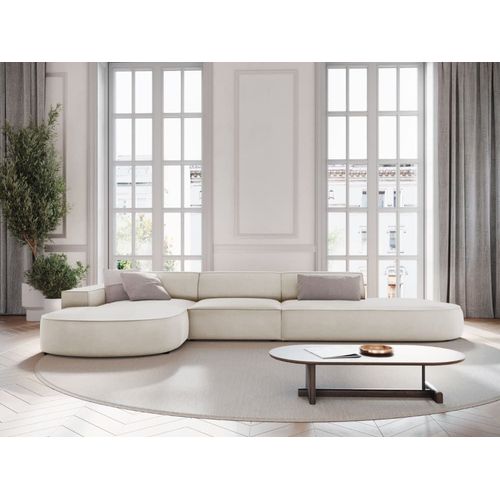 Canapé D'angle Gauche 4 Places En Velours Beige Foncé