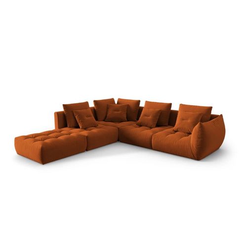 Canapé D'angle Gauche Modulaire 4 Places En Velours Terracotta