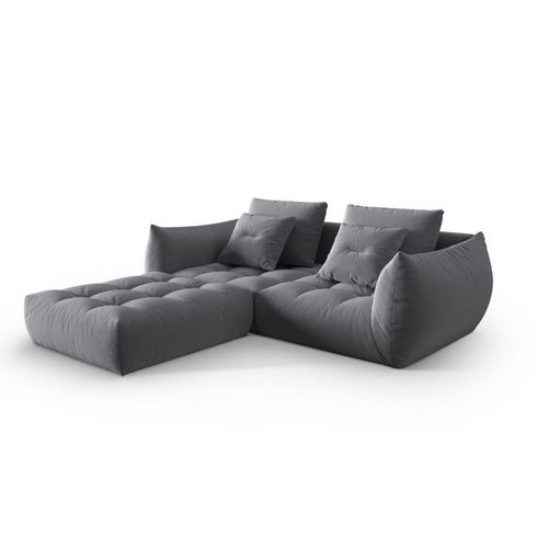 Canapé Modulaire 3 Places En Velours Gris Foncé
