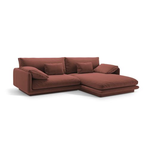 Canapé D'angle Droit 4 Places En Velours Cuir