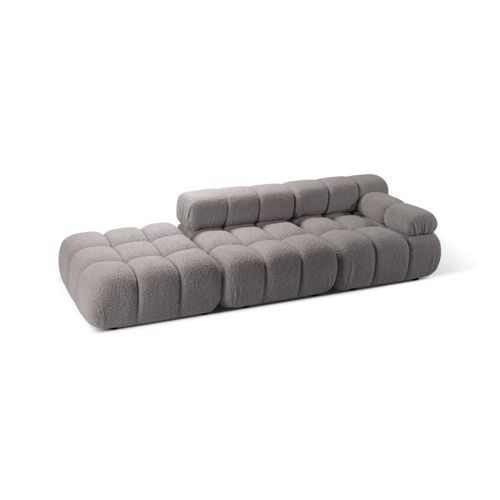 Canapé Modulable Droit 4 Places En Bouclé Gris Clair
