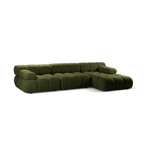 Canapé D'angle Droit Modulaire 4 Places En Bouclé Vert