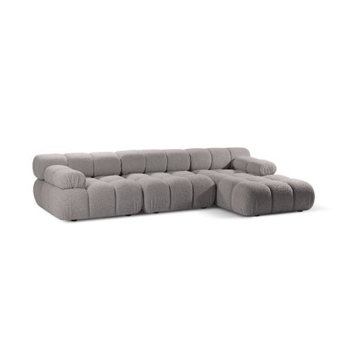 Canapé D'angle Droit Modulaire 4 Places En Bouclé Gris Clair
