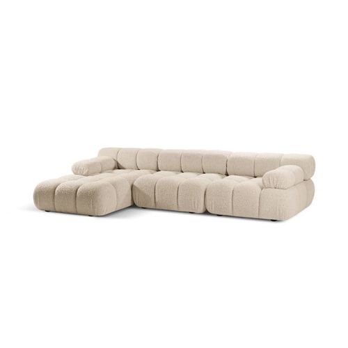 Canapé D'angle Gauche Modulaire 4 Places En Bouclé Beige Clair