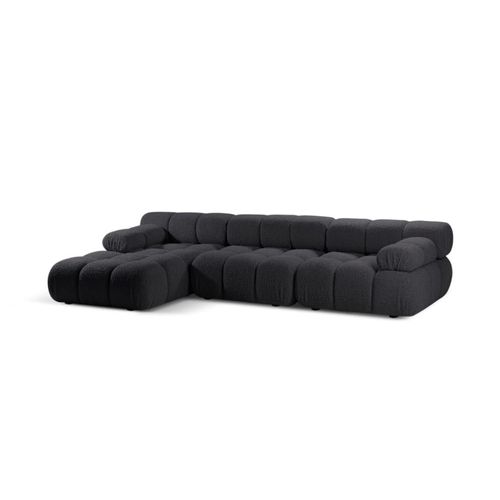 Canapé D'angle Gauche Modulaire 4 Places En Bouclé Graphite
