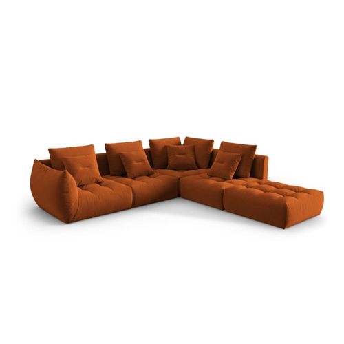 Canapé D'angle Droit Modulaire 4 Places En Velours Terracotta