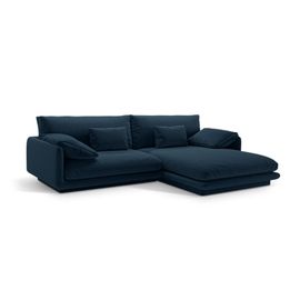 Canapé D'angle Droit 4 Places En Tissu Structurel Bleu Marine