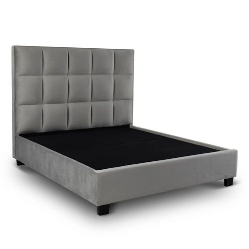 Lit Design Avec Coffre De Rangement Velours Gris 180x200 Cm