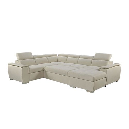 Canapé Panoramique 6 Places En Tissu Beige