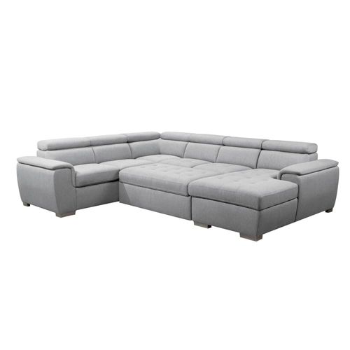 Canapé Panoramique 6 Places En Tissu Gris