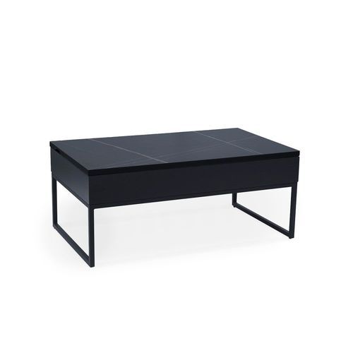 Table Basse Rectangulaire À Plateau Relevable Avec Rangement Noir