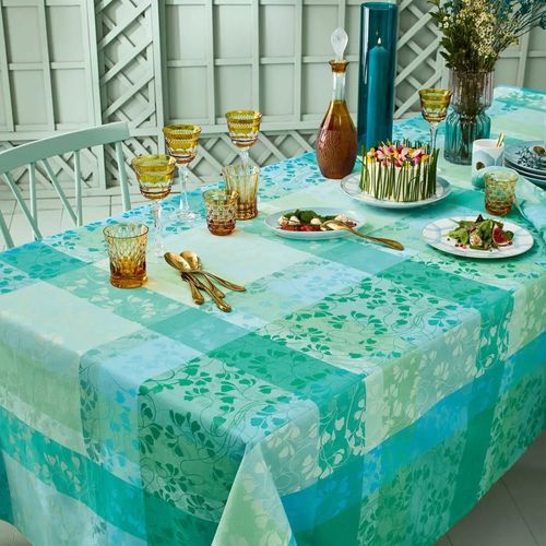 Nappe Carrée Pur Coton Bleu 115x115 Cm
