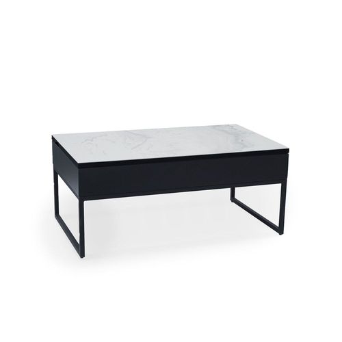 Table Basse Rectangulaire À Plateau Relevable Avec Rangement Blanc