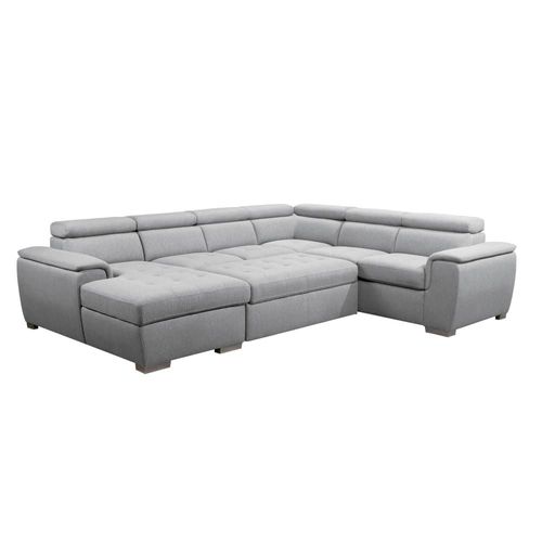 Canapé Panoramique 6 Places En Tissu Gris