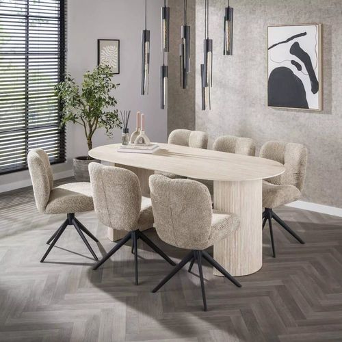 Table De Repas Ovale Finition Travertin