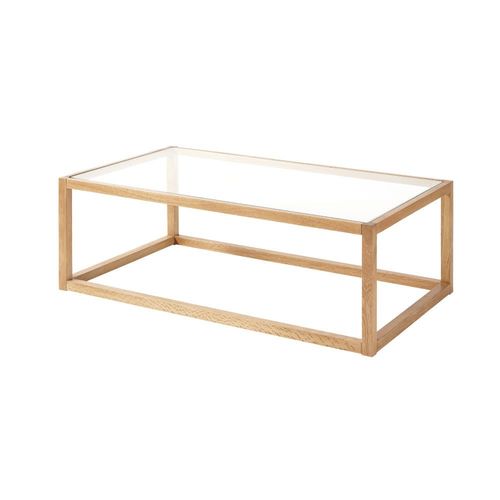 Table Basse En Chêne Massif Et Verre L100