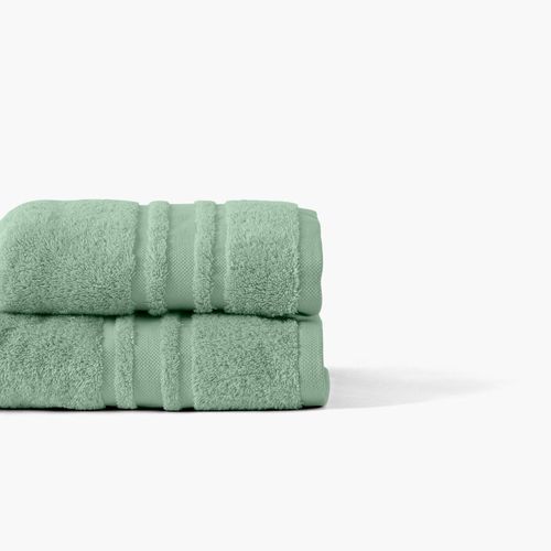 Serviette De Toilette Coton Uni Bouclette Vert 50 X 90 Cm