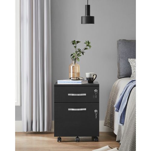 Caisson De Bureau 2 Tiroirs Avec Roulettes Effet Bois Blanc
