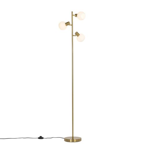 Lampadaire Doré Verre Opale 3 Lumières Orientable