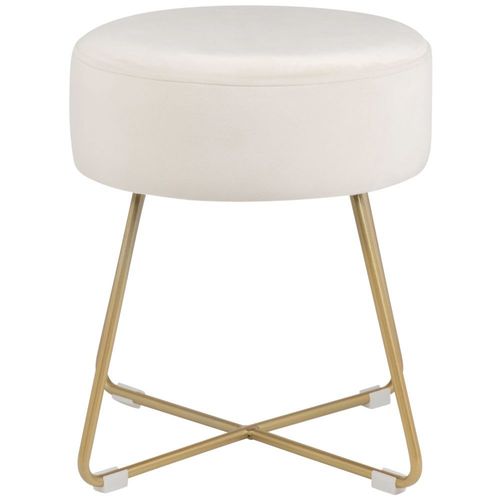 Tabouret En Velours Beige Et Métal Doré