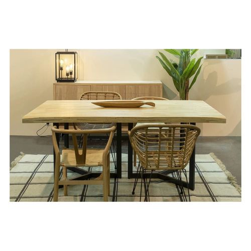 Table De Repas Rectangulaire En Bois Et Acier Noir L180