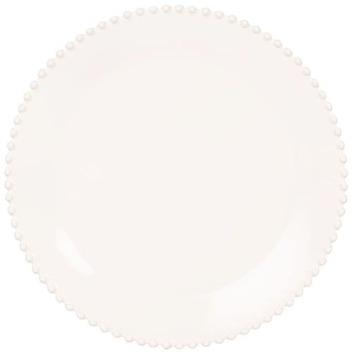 Assiette Plate Bord Perles En Faïence Blanche