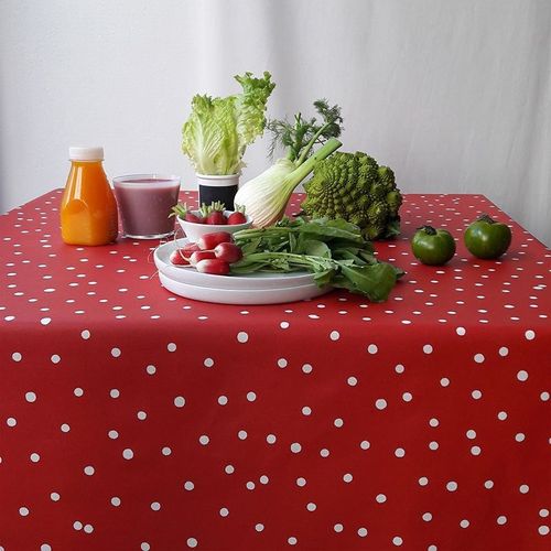 Nappe Coton Enduit Rouge Carrée 160 X 160 Cm