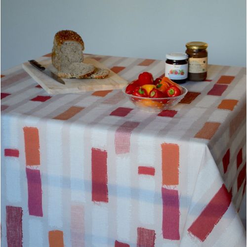 Nappe En Coton Enduit Rouge Rectangle 160 X 300 Cm