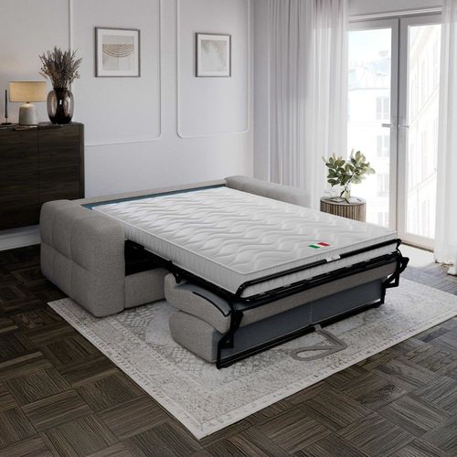 Canapé Droit Convertible 3 Places En Tissu Gris