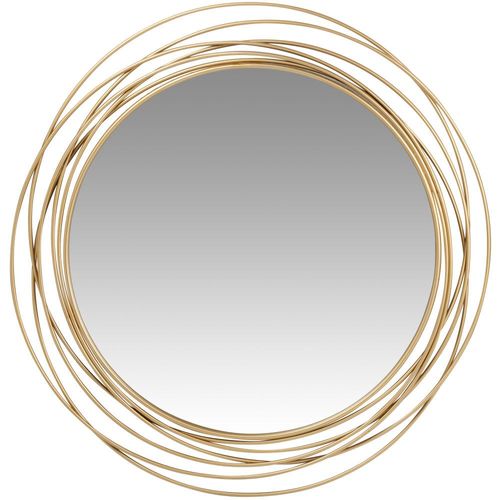 Miroir rond en métal filaire doré 91x94