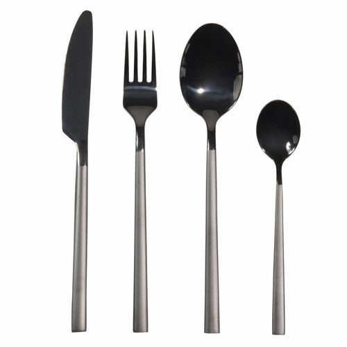 Coffret 24 Couverts En Inox Noir Mat Baden
