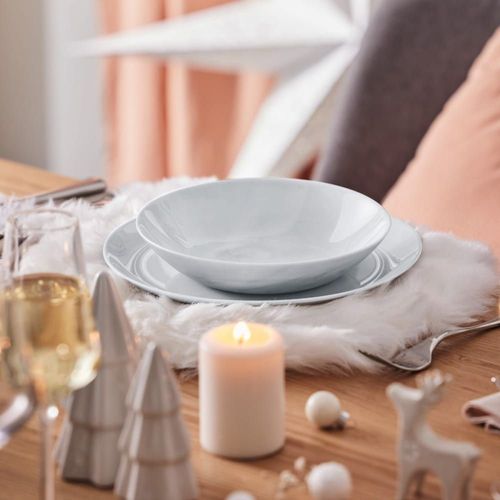 6 Assiettes Creuses Grises Effet Marbré 20cm