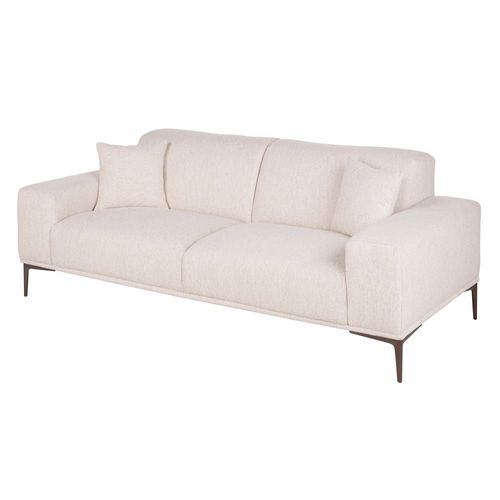 Canapé 2 Places En Textile Tramé Beige