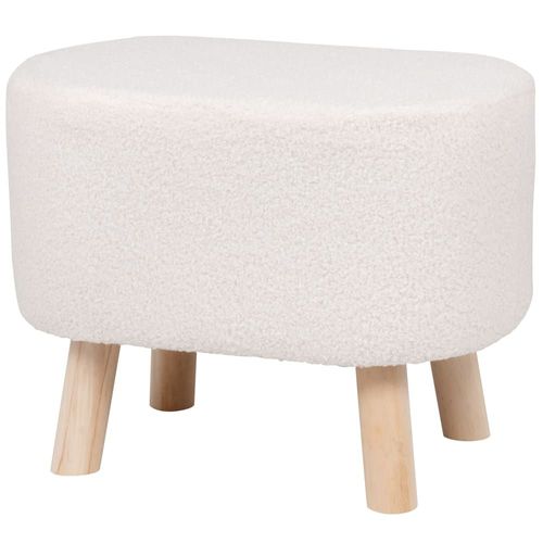 Tabouret Bouclettes Blanches Et Bois De Pin