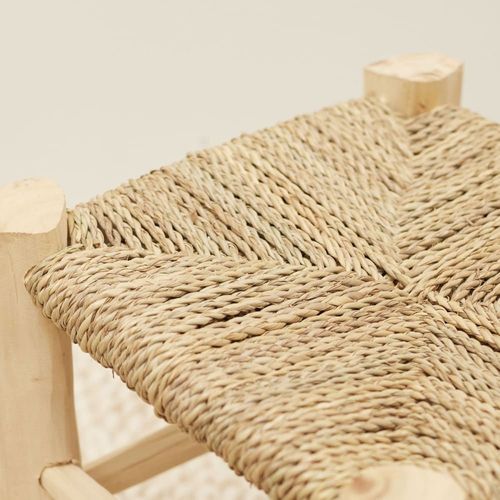 Tabouret Marocain Bois De Laurier Osier/Bois Naturel 20 X 20