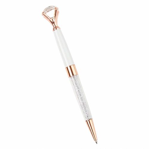 Stylo À Billes En Métal Argenté Et Imitation Diamant