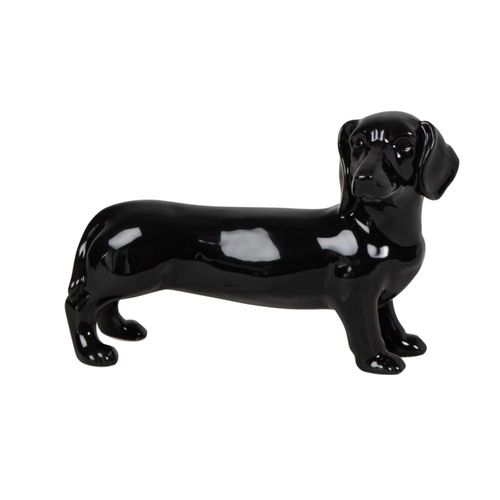 Statuette teckel en dolomite noire H10