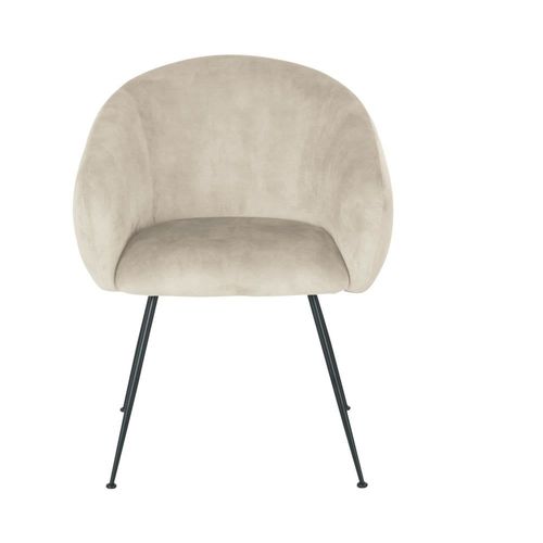 Fauteuil De Table En Velours Beige Cappuccino