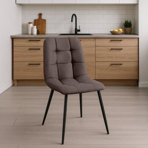 Chaise De Salle À Manger Avec Pieds En Métal En Tissu Marron