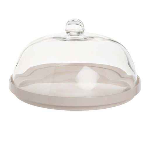 Cloche À Fromage En Verre Et Grès Blanc Cassé