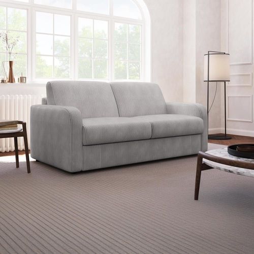 Canapé Droit Convertible 3 Places En Tissu Gris