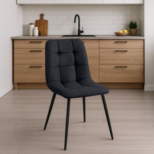 Chaise De Salle À Manger Avec Pieds En Métal En Tissu Noir